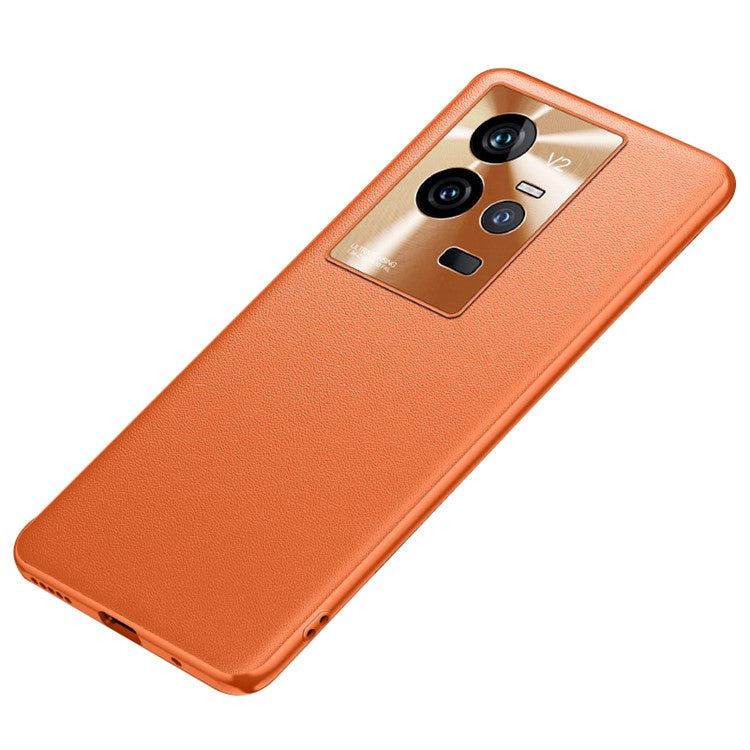 For vivo iQOO 11 5G PU Leather Coated Shock-absorbing TPU + PC Phone Cover Anti-scratch Drop-proof Case - Orange