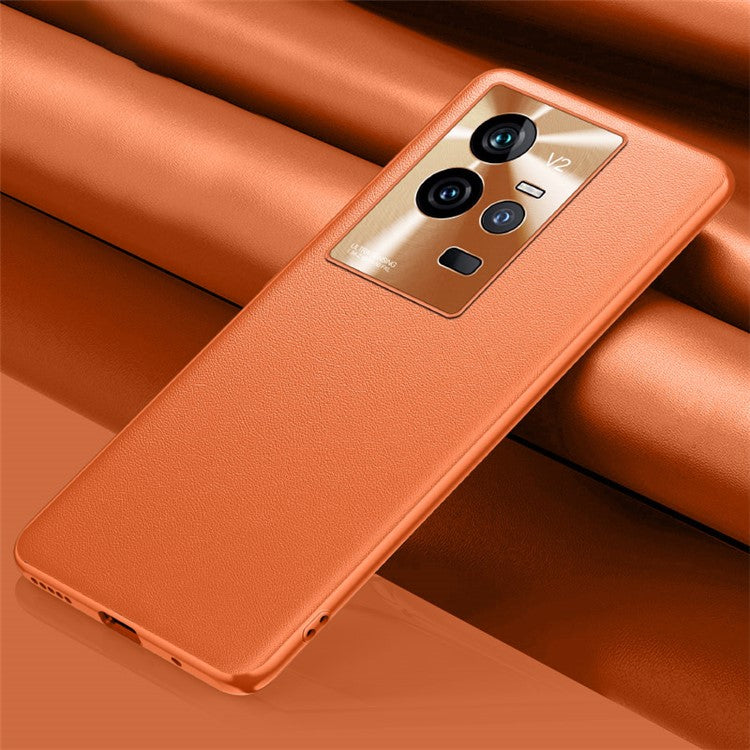 For vivo iQOO 11 5G PU Leather Coated Shock-absorbing TPU + PC Phone Cover Anti-scratch Drop-proof Case - Orange