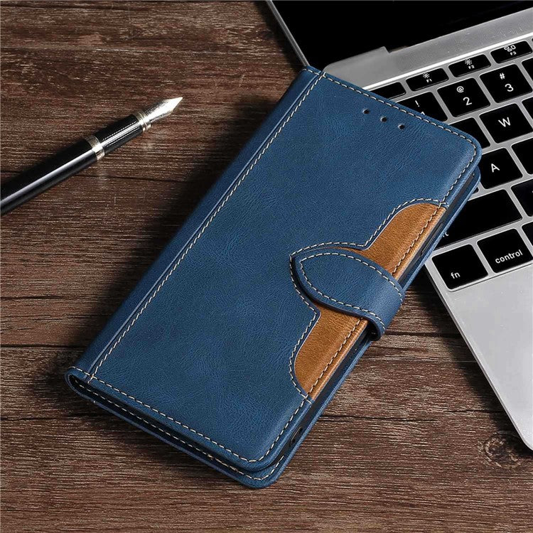 For vivo X90 5G Skin-touch Feeling Stand Wallet Case Anti-scratch PU Leather Straw Hat Design Phone Cover - Blue