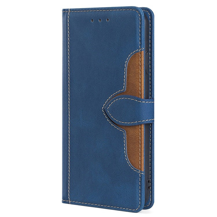 For vivo X90 5G Skin-touch Feeling Stand Wallet Case Anti-scratch PU Leather Straw Hat Design Phone Cover - Blue