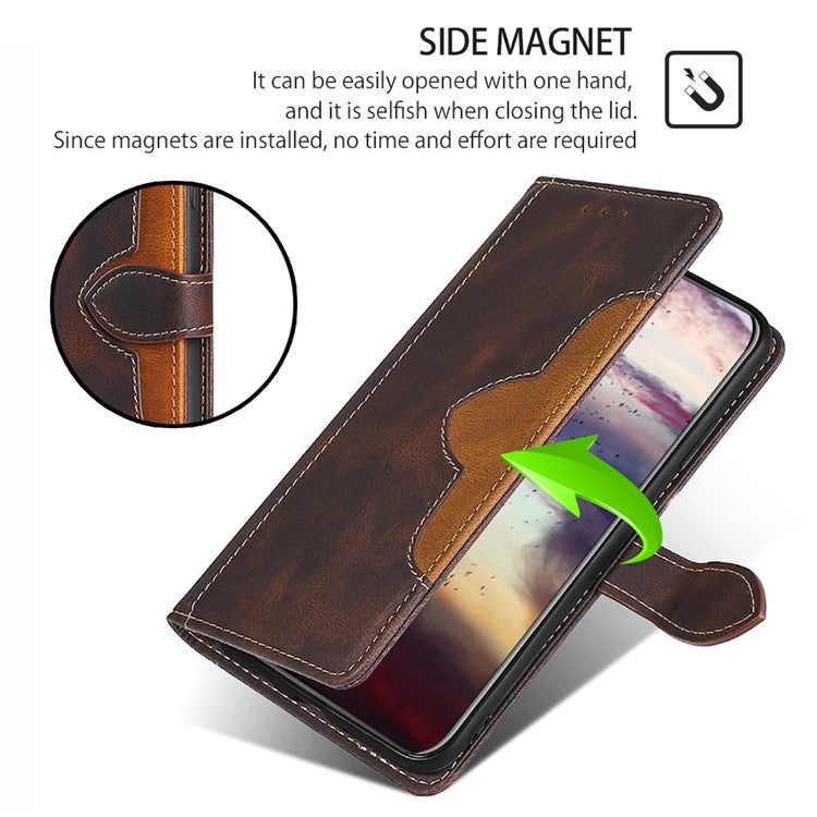 For vivo X90 5G Skin-touch Feeling Stand Wallet Case Anti-scratch PU Leather Straw Hat Design Phone Cover - Brown