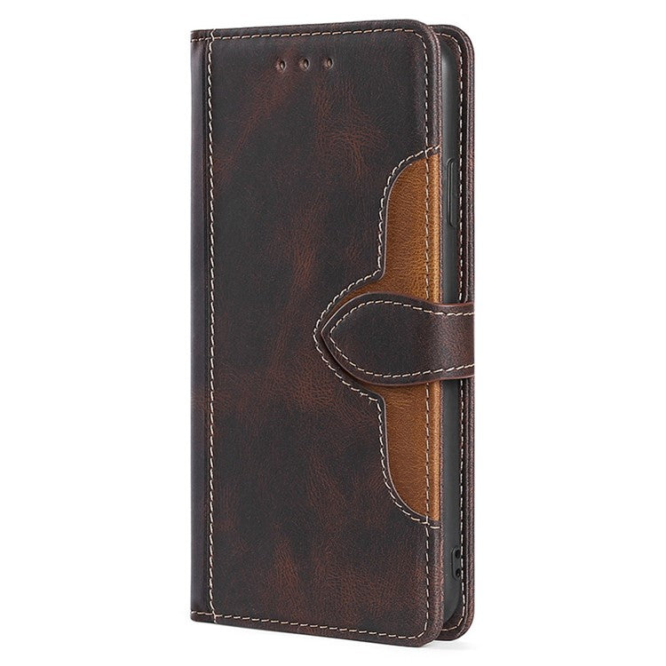 For vivo X90 5G Skin-touch Feeling Stand Wallet Case Anti-scratch PU Leather Straw Hat Design Phone Cover - Brown