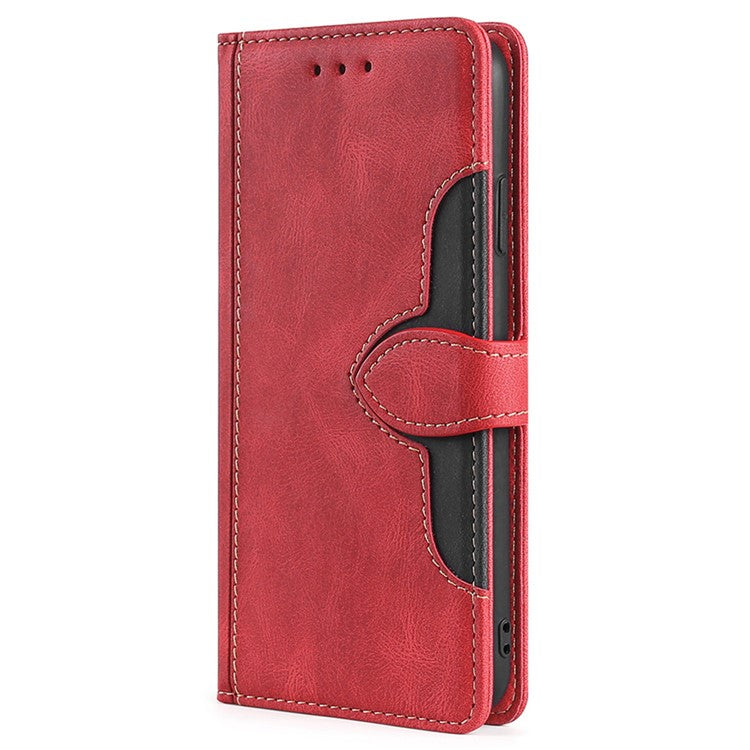 For vivo X90 5G Skin-touch Feeling Stand Wallet Case Anti-scratch PU Leather Straw Hat Design Phone Cover - Red