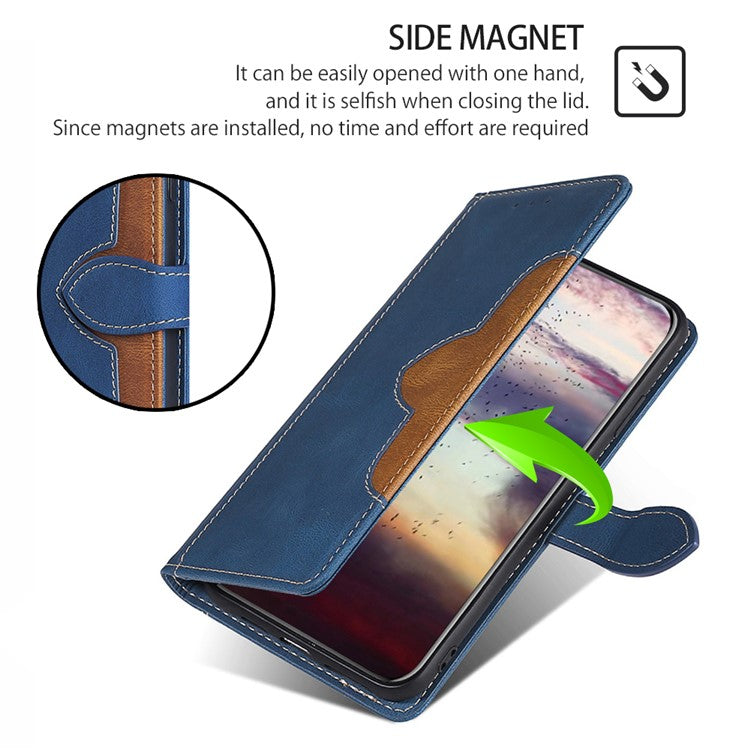 For vivo X90 Pro+ 5G Skin-touch Feeling Stand Wallet PU Leather Case Straw Hat Design Magnetic Clasp Phone Cover - Blue