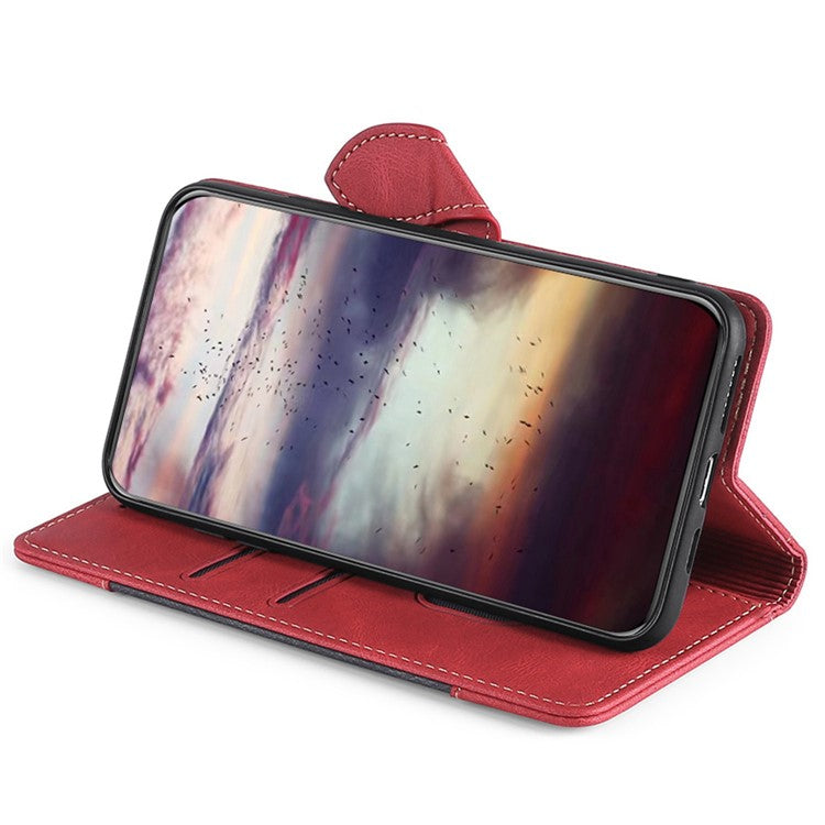 For vivo X90 Pro+ 5G Skin-touch Feeling Stand Wallet PU Leather Case Straw Hat Design Magnetic Clasp Phone Cover - Red