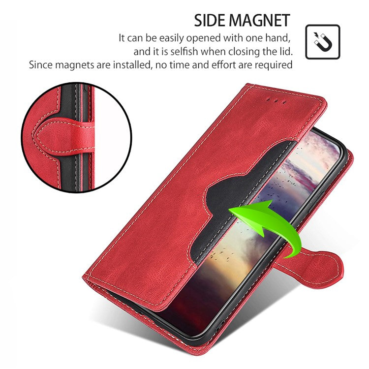 For vivo X90 Pro+ 5G Skin-touch Feeling Stand Wallet PU Leather Case Straw Hat Design Magnetic Clasp Phone Cover - Red