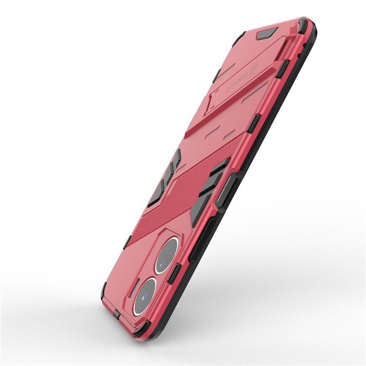 For vivo Y16 4G Kickstand Phone Case Dual-Layer Design Soft TPU Hard PC Shockproof Protective Cover - Rose