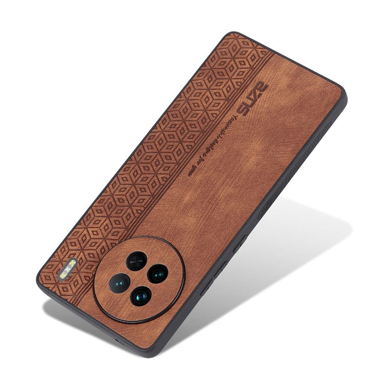 AZNS For vivo X90 5G Imprinted Pattern Protective Phone Case Anti-fall PU Leather Coated TPU Phone Back Cover - Brown