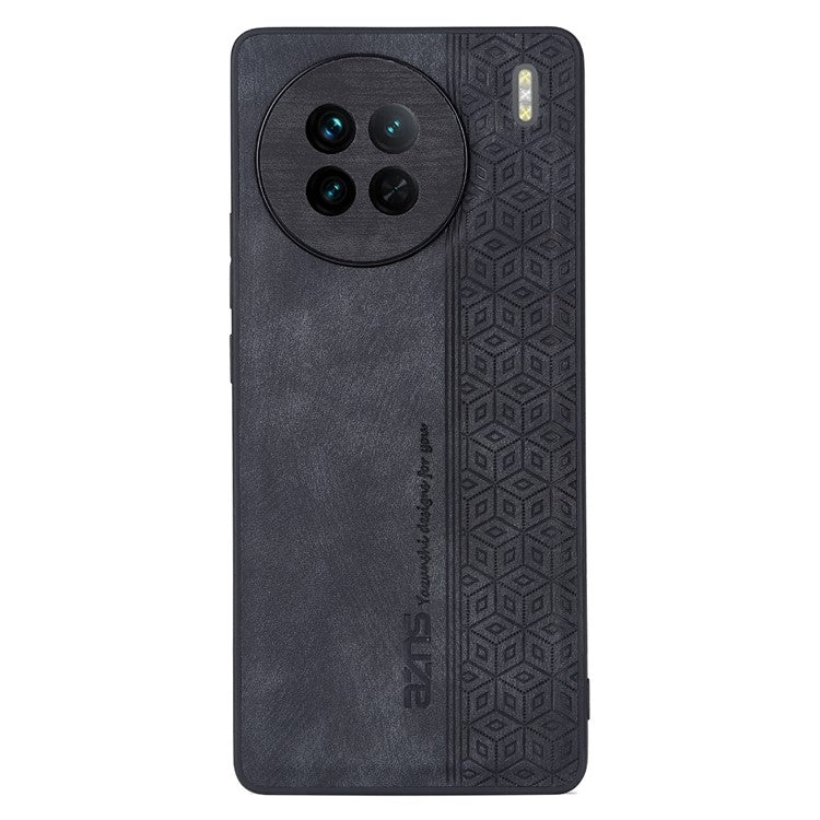 AZNS For vivo X90 5G Imprinted Pattern Protective Phone Case Anti-fall PU Leather Coated TPU Phone Back Cover - Black