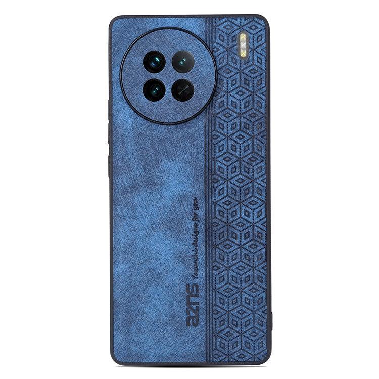 AZNS For vivo X90 5G Imprinted Pattern Protective Phone Case Anti-fall PU Leather Coated TPU Phone Back Cover - Blue