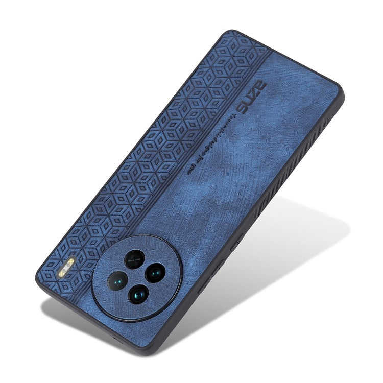 AZNS For vivo X90 5G Imprinted Pattern Protective Phone Case Anti-fall PU Leather Coated TPU Phone Back Cover - Blue