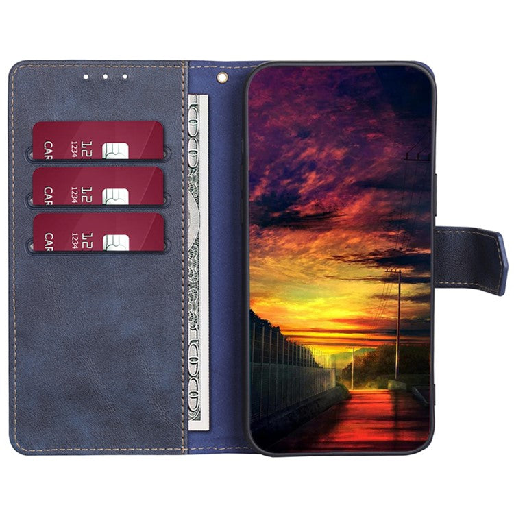 For vivo X90 Pro 5G Cowhide Texture PU Leather Flip Phone Case RFID Blocking Wallet Stand Magnetic Folio Cover - Blue