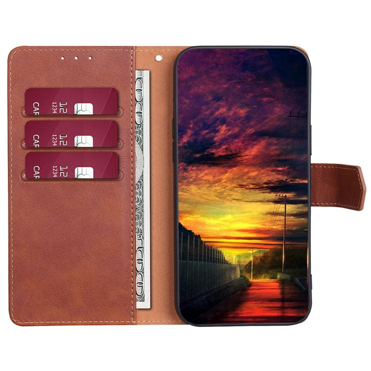 For vivo X90 Pro 5G Cowhide Texture PU Leather Flip Phone Case RFID Blocking Wallet Stand Magnetic Folio Cover - Brown