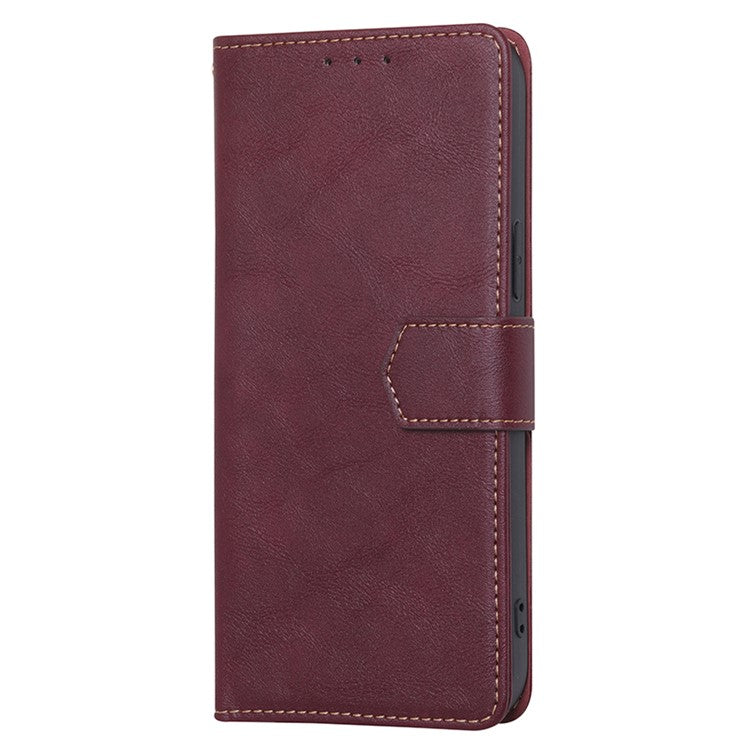 For vivo X90 Pro 5G Cowhide Texture PU Leather Flip Phone Case RFID Blocking Wallet Stand Magnetic Folio Cover - Wine Red