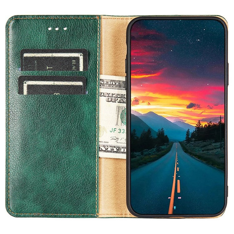 Cell Phone Cover for vivo X90 Pro 5G, Anti-Scratch Foldable Stand Wallet PU Leather Phone Case Magnetic Auto-closing Shell - Green