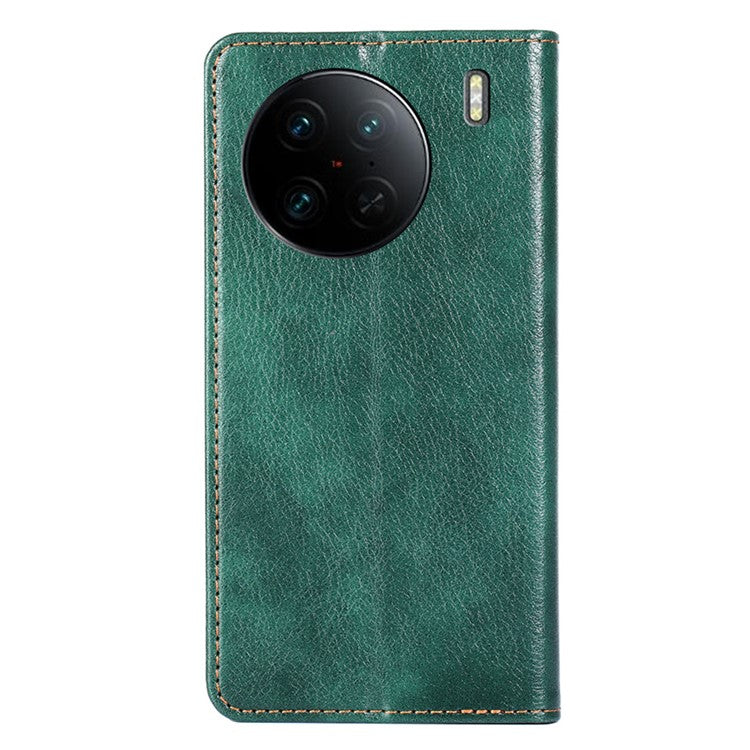 Cell Phone Cover for vivo X90 Pro 5G, Anti-Scratch Foldable Stand Wallet PU Leather Phone Case Magnetic Auto-closing Shell - Green