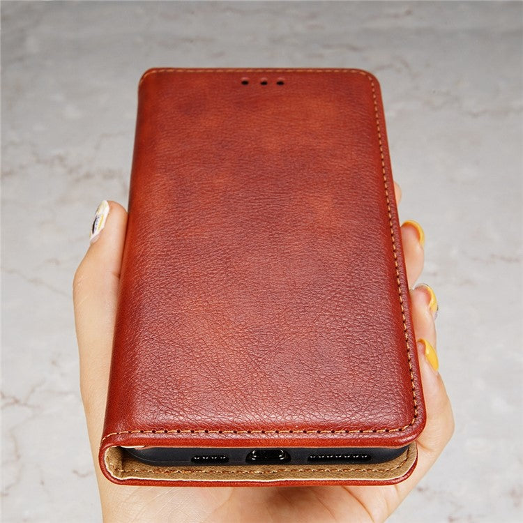 Cell Phone Cover for vivo X90 Pro 5G, Anti-Scratch Foldable Stand Wallet PU Leather Phone Case Magnetic Auto-closing Shell - Brown