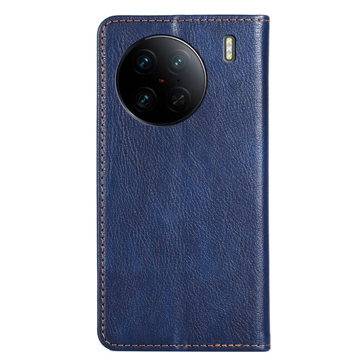 Cell Phone Cover for vivo X90 Pro 5G, Anti-Scratch Foldable Stand Wallet PU Leather Phone Case Magnetic Auto-closing Shell - Blue