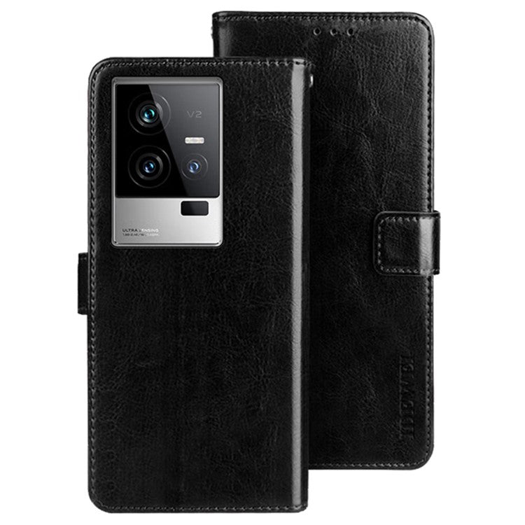 IDEWEI For vivo iQOO 11 5G Crazy Horse Texture Anti-scratch PU Leather Case Stand Wallet Magnetic Clasp Phone Cover - Black