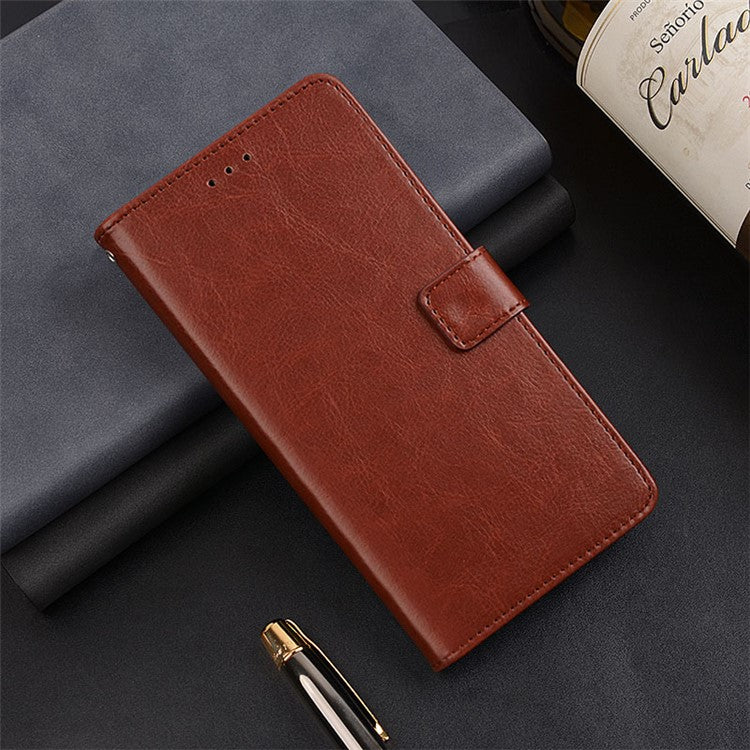 IDEWEI For vivo iQOO 11 5G Crazy Horse Texture PU Leather Case Stand Wallet Folio Flip Shockproof Phone Cover - Brown