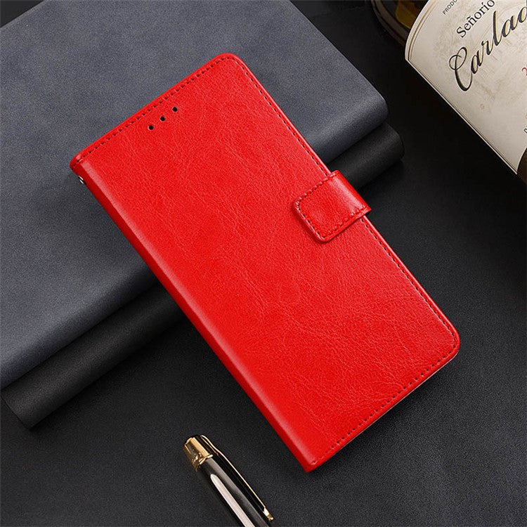 IDEWEI For vivo iQOO 11 5G Crazy Horse Texture PU Leather Case Stand Wallet Folio Flip Shockproof Phone Cover - Red