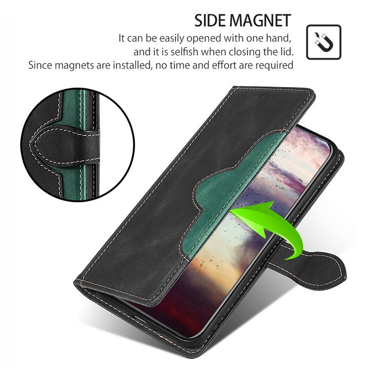 For vivo X90 Pro 5G Straw Hat Pattern PU Leather Stand Case Skin-touch Feeling Magnetic Clasp Wallet Phone Cover - Black