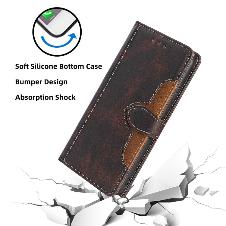 For vivo X90 Pro 5G Straw Hat Pattern PU Leather Stand Case Skin-touch Feeling Magnetic Clasp Wallet Phone Cover - Brown