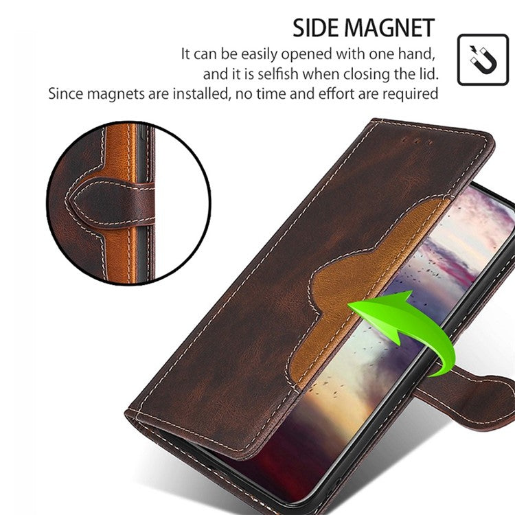 For vivo X90 Pro 5G Straw Hat Pattern PU Leather Stand Case Skin-touch Feeling Magnetic Clasp Wallet Phone Cover - Brown