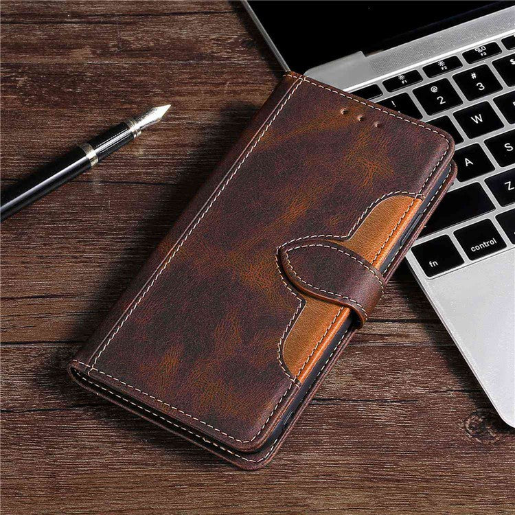 For vivo X90 Pro 5G Straw Hat Pattern PU Leather Stand Case Skin-touch Feeling Magnetic Clasp Wallet Phone Cover - Brown