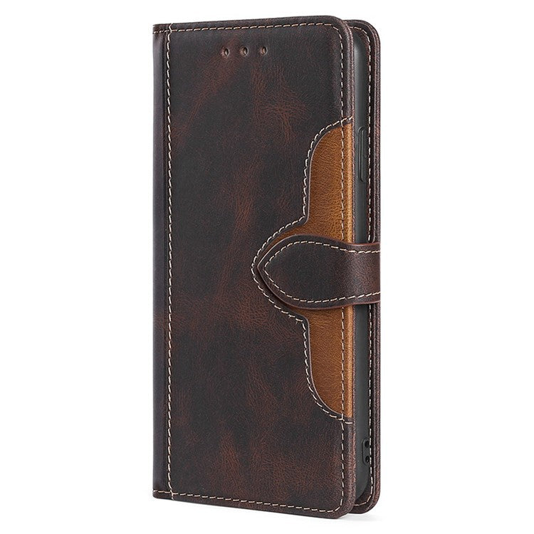 For vivo X90 Pro 5G Straw Hat Pattern PU Leather Stand Case Skin-touch Feeling Magnetic Clasp Wallet Phone Cover - Brown