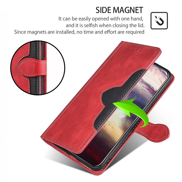 For vivo X90 Pro 5G Straw Hat Pattern PU Leather Stand Case Skin-touch Feeling Magnetic Clasp Wallet Phone Cover - Red