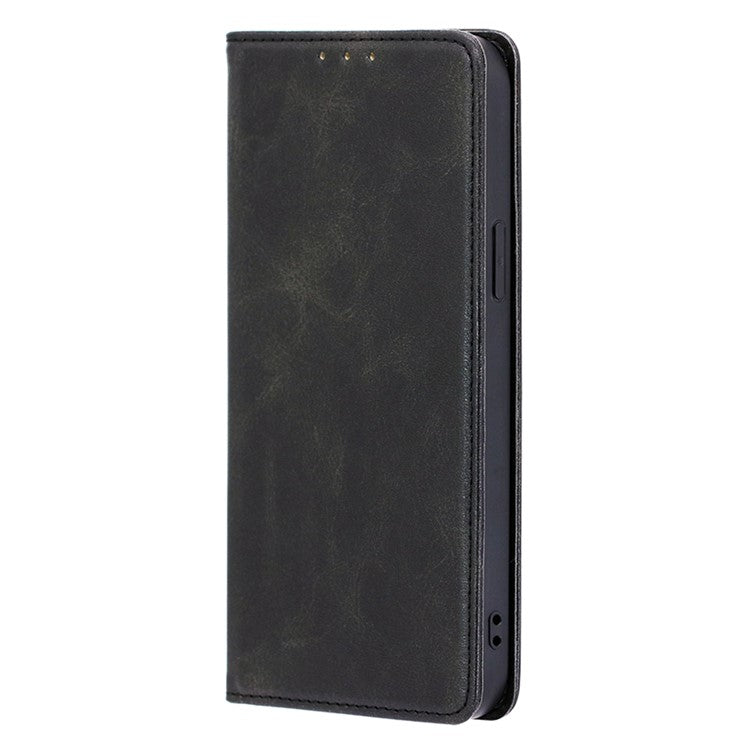 For vivo X90 Pro 5G Calf Texture PU Leather Magnetic Auto-absorbed Phone Case Full Protection Inner TPU Cover with Wallet Stand - Black