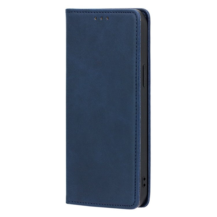 For vivo X90 Pro 5G Calf Texture PU Leather Magnetic Auto-absorbed Phone Case Full Protection Inner TPU Cover with Wallet Stand - Blue