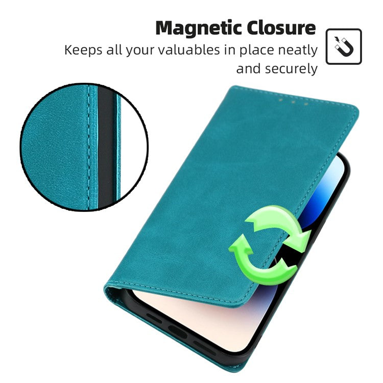 For vivo X90 Pro 5G Calf Texture PU Leather Magnetic Auto-absorbed Phone Case Full Protection Inner TPU Cover with Wallet Stand - Baby Blue