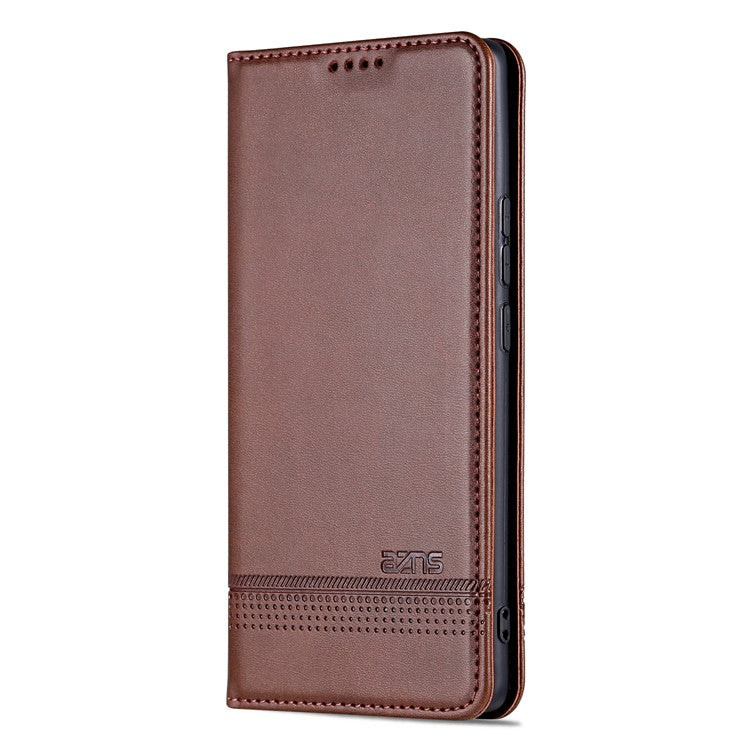 AZNS For vivo X90 5G Cowhide Texture PU Leather Wallet Full Protection Phone Case Stand Magnetic Auto Closure Flip Phone Cover - Coffee