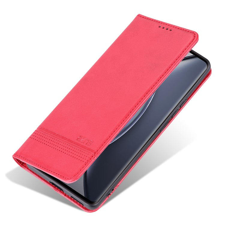 AZNS For vivo X90 Pro 5G Cowhide Texture Phone Case Stand Wallet PU Leather Magnetic Auto-absorbed Scratch-resistant Folio Flip Phone Cover - Red