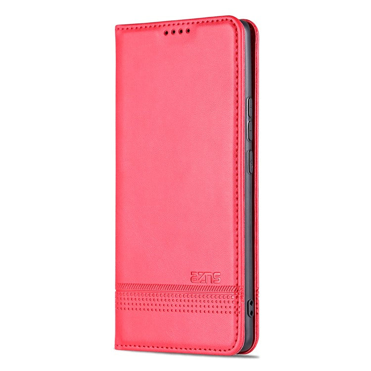 AZNS For vivo X90 Pro 5G Cowhide Texture Phone Case Stand Wallet PU Leather Magnetic Auto-absorbed Scratch-resistant Folio Flip Phone Cover - Red