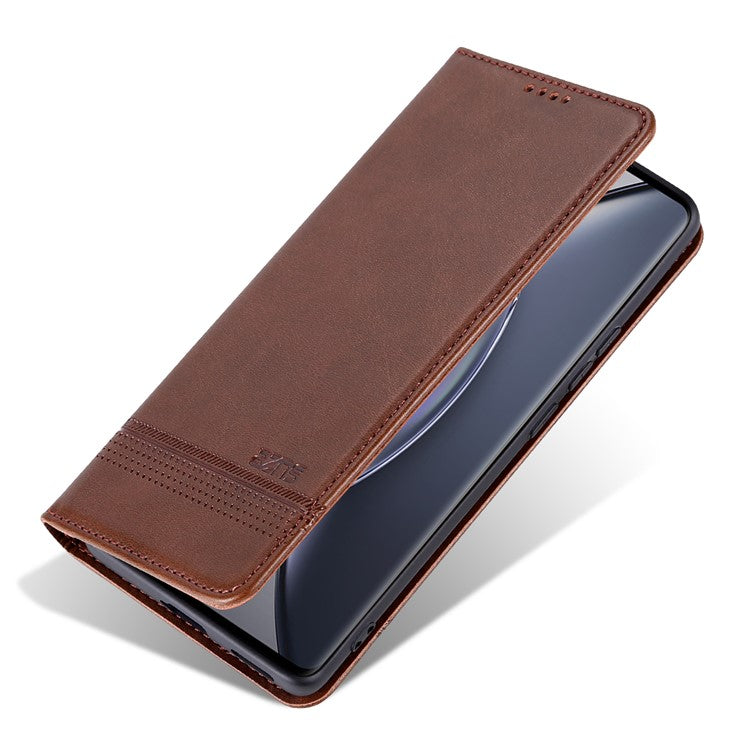 AZNS For vivo X90 Pro 5G Cowhide Texture Phone Case Stand Wallet PU Leather Magnetic Auto-absorbed Scratch-resistant Folio Flip Phone Cover - Coffee