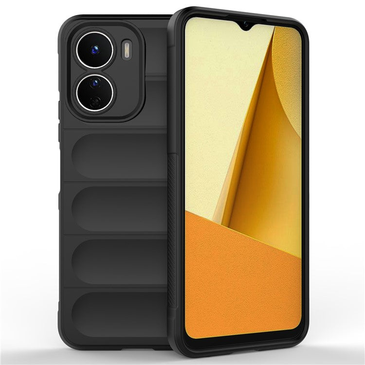 For vivo Y16 4G Collision Resistant Soft TPU Cell Phone Cover Non-Slip Rugged Back Phone Case - Black