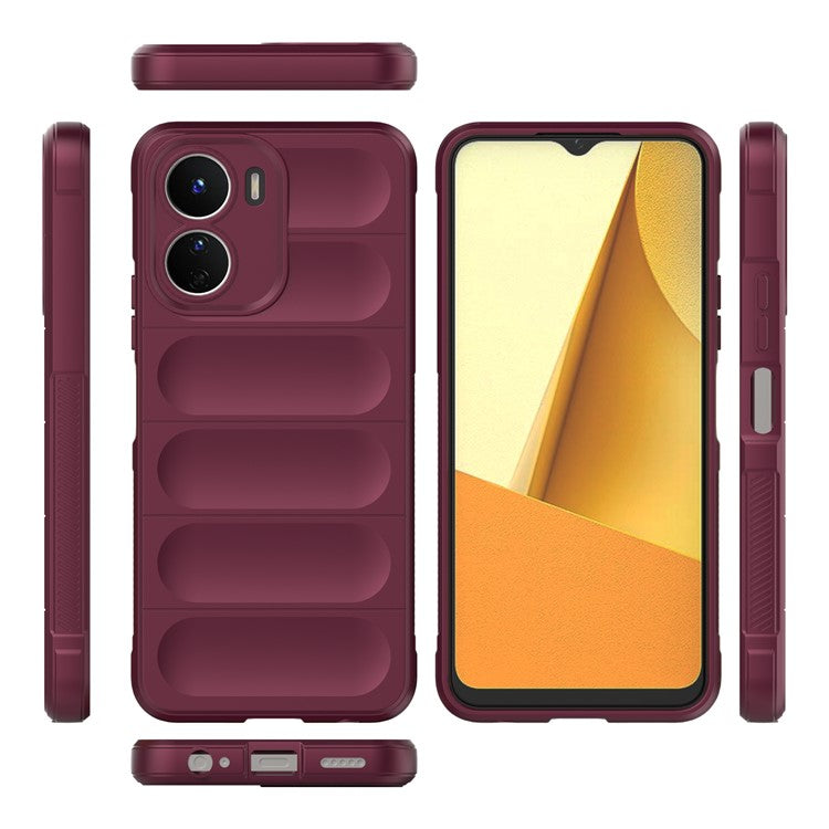 For vivo Y16 4G Collision Resistant Soft TPU Cell Phone Cover Non-Slip Rugged Back Phone Case - Wine Red