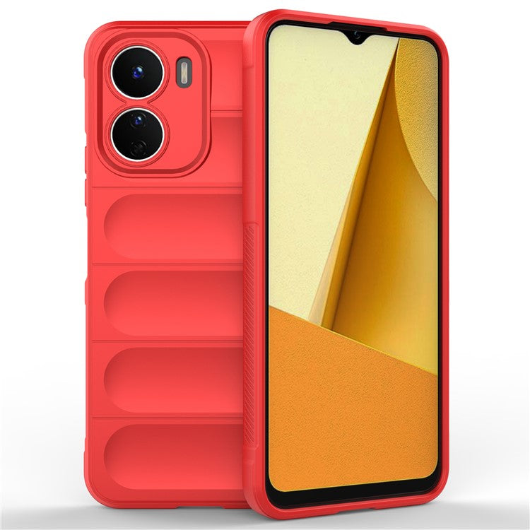 For vivo Y16 4G Collision Resistant Soft TPU Cell Phone Cover Non-Slip Rugged Back Phone Case - Red