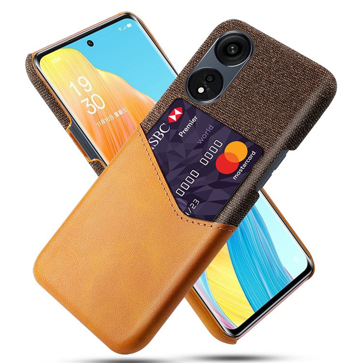 Smartphone Case For Oppo A1 Pro 5G / Reno8 T 5G, Cloth Texture PU Leather Coated Hard PC Phone Back Cover with Card Slot - Orange