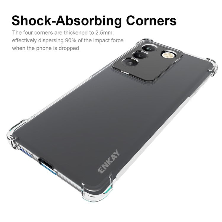 ENKAY HAT PRINCE For vivo S16 Pro / S16 Slim Fit Thickened Corners Phone Case Anti-slip Strip Edge Clear TPU Mobile Phone Cover