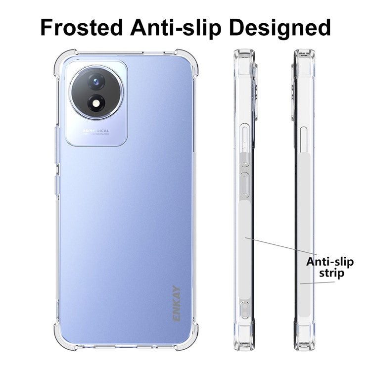 ENKAY HAT PRINCE For vivo Y02 4G Anti-slip Strip Edge Clear TPU Case Thickened Corners Smartphone Cover