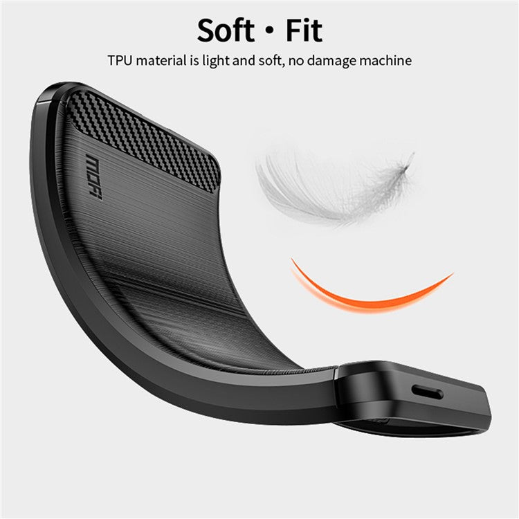 MOFI JK TPU Series-1 for vivo Y02 4G Slim Phone Case Carbon Fiber Brushed Anti-scratch TPU Phone Back Cover - Black