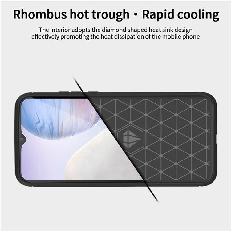 MOFI JK TPU Series-1 for vivo Y02 4G Slim Phone Case Carbon Fiber Brushed Anti-scratch TPU Phone Back Cover - Black