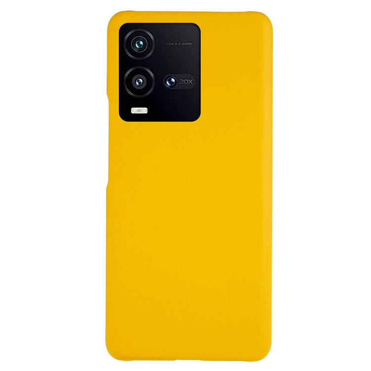 For vivo iQOO 10 5G Anti-Drop Plastic Cell Phone Cover Rubberized Glossy Phone Case Phone Back Protector - Yellow