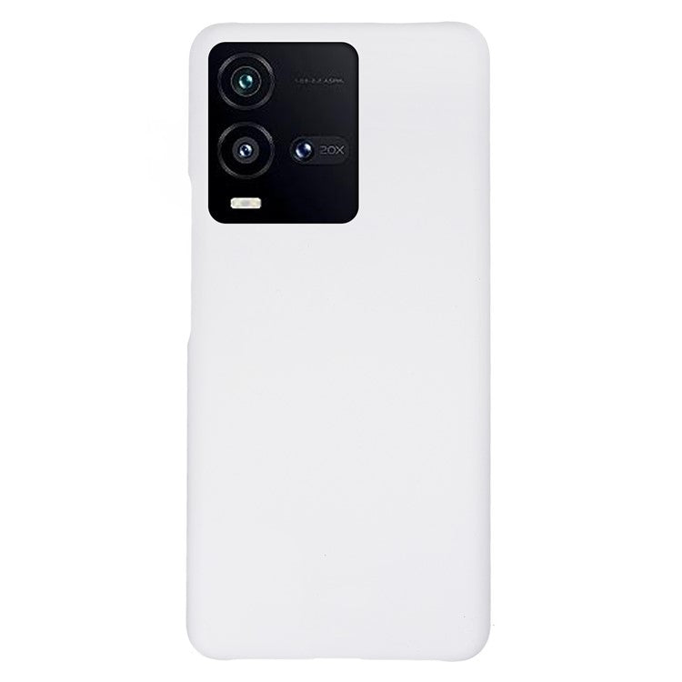 For vivo iQOO 10 5G Anti-Drop Plastic Cell Phone Cover Rubberized Glossy Phone Case Phone Back Protector - White