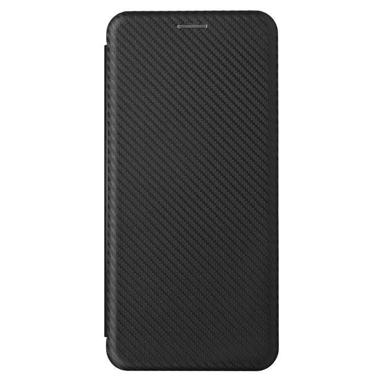 For vivo X90 Pro+ 5G Carbon Fiber Texture PU Leather Phone Stand Case Card Holder Magnetic Auto Closing Protective Cover - Black