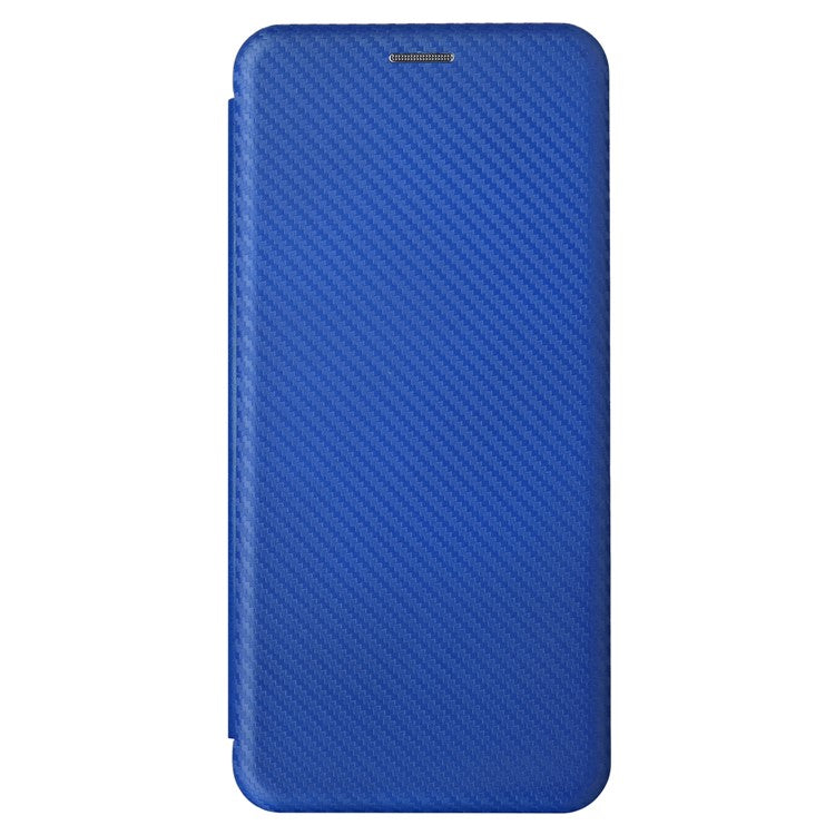 For vivo X90 Pro+ 5G Carbon Fiber Texture PU Leather Phone Stand Case Card Holder Magnetic Auto Closing Protective Cover - Blue